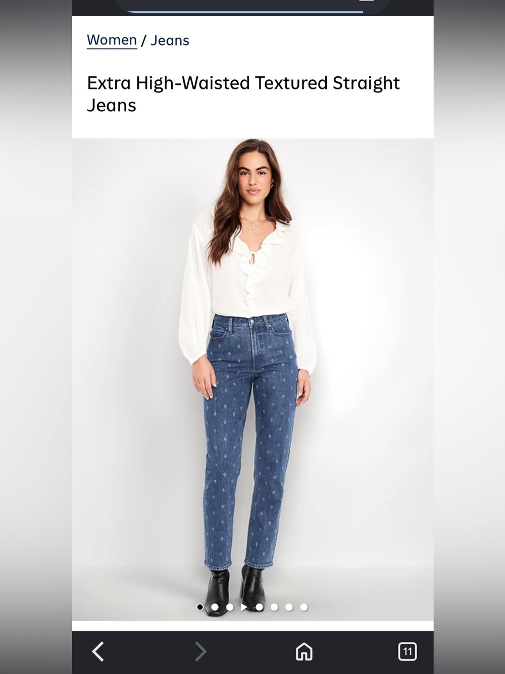 Old Navy Extra High-Waisted Textured Straight Jeans in Dark Blue